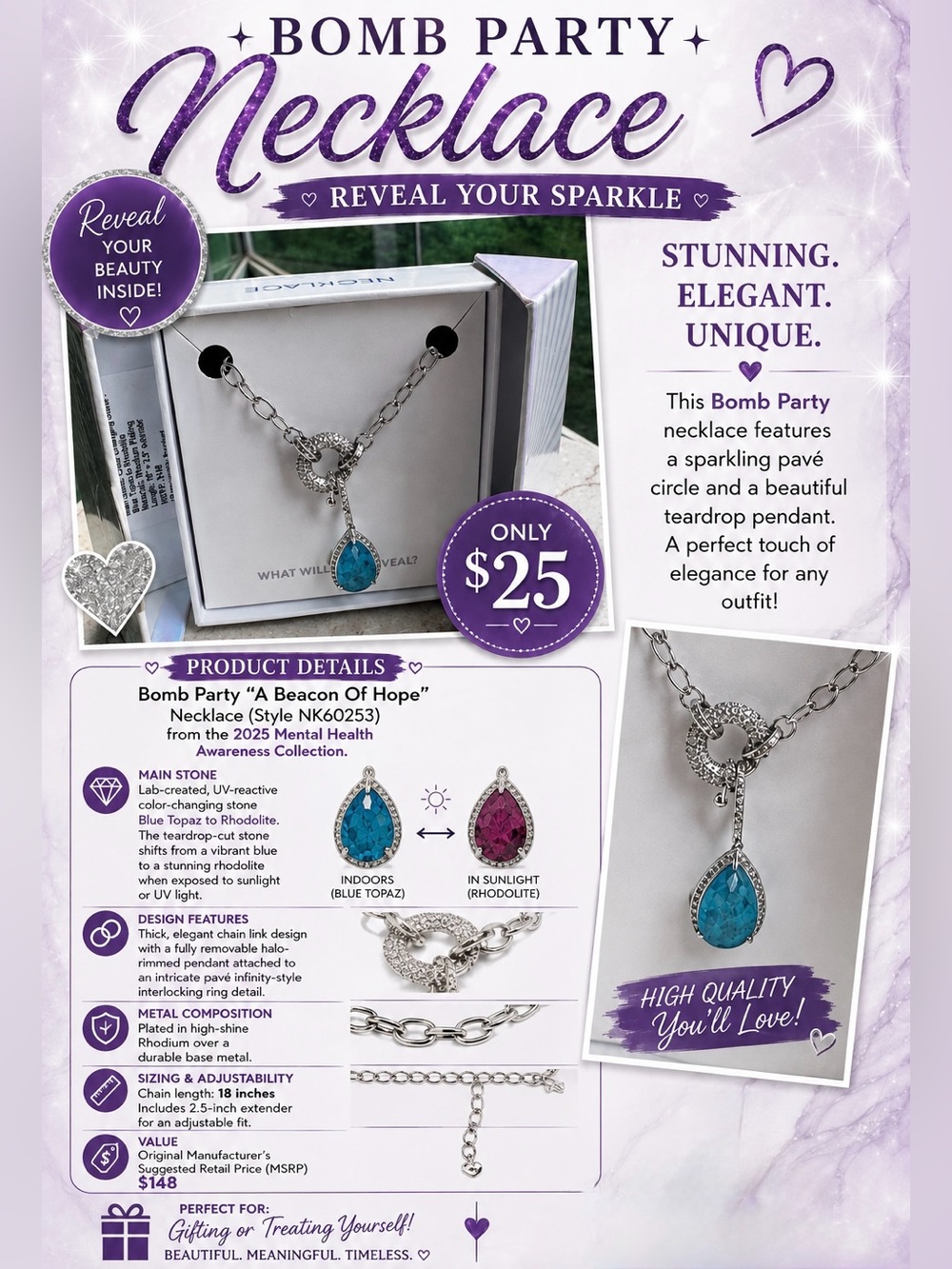 "A Beacon Of Hope" Teardrop Necklace
